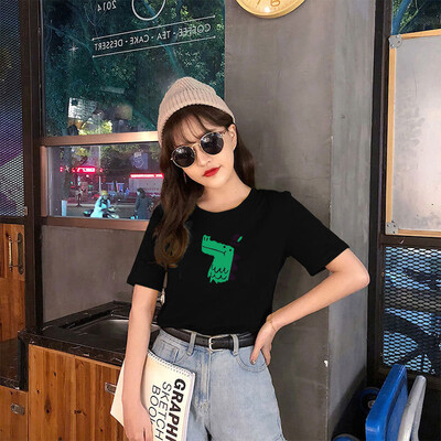 

Womens Fashion Round Neck Short Sleeve T-Shirt With Print Summer Blouse Tops