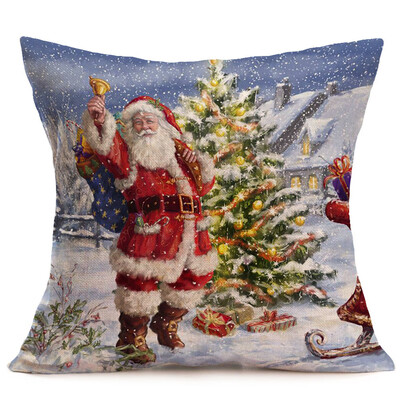 

〖Follure〗Merry Christmas Linen Santa Pillow Cases Sofa Cushion Cover Home Decoration