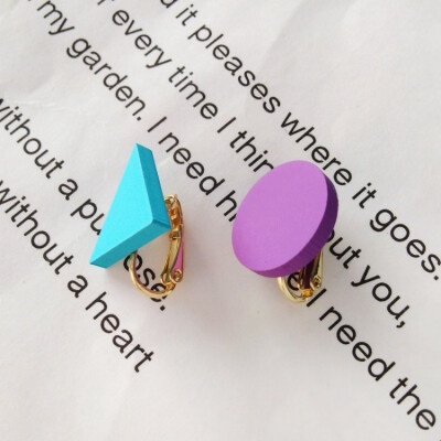 

Women Clip Earrings Ethnic Style Retro Simple Geometric Wild Jewelry Colorful Stud Ear Clips Earrings Modern Jewelry Gifts