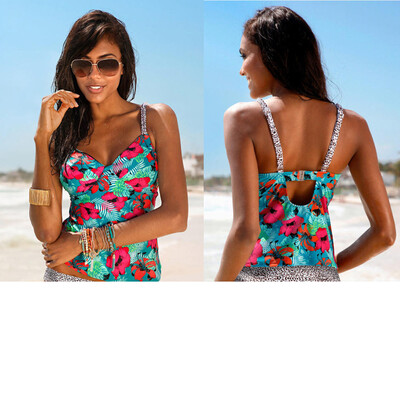 

Roseonmyhand Women Blouson Floral Sporty Tankini Set Swimwear Two Piece Swimsuit Bikini