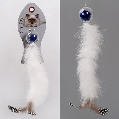 

Tease Cat Feather Toys Natural Interactive Christmas Crystal Cat Ball Toys Christmas Tree Ornament