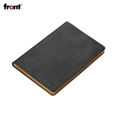 

front Retro PU Leather Cover A5 Notebook Lined Paper Gold Edge Daily Travel Journal Diary Memo Writing Notepad for Office School