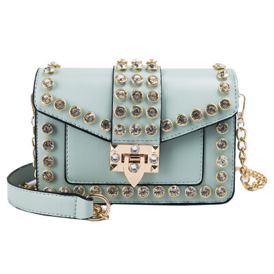 

Crossbody Bag Rivet Chains Female Small Luxury Designer Girls 2019 New Diamond Shoulder Bag PU Flap Fashion Women Messenger Bag