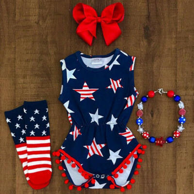 

Fourth of July Newborn Kids Baby Girls Romper Jumpsuit Playsuit Bodysuit Outfits
