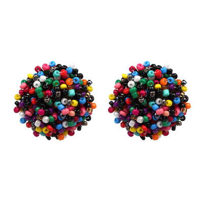 

AOTEMAN 2019 New Summer Cute Lovely Good Quality Beads Girl Earring Statement Fashion 6 Colors Stud Earrings For Women
