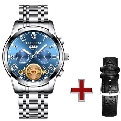 

Top Brand Luxury Watches Men Fashion stainless Steel calendar week male quartz casual business watch Roman number man clock
