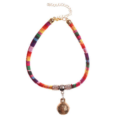 

Ethnic Pets Cats Dogs Adjustable Braided Bell Collar Puppy Woven Necktie