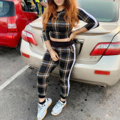 

Women Crop Top Long Pants Set Two Piece Outfits Jumpsuit Playsuit Casual Clothes