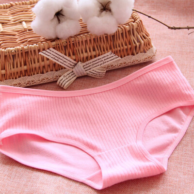 

Womens solid color ribbed breathable comfortable low waist ladies underwear code