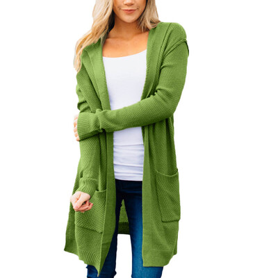 

Toponeto Womens Loose Fit Long Sleeve Knitted Hooded Cardigan Coat Tops