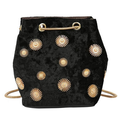 

Elegant Velvet Bucket Shoulder Bag Women Floral Print Messenger Chain Bags