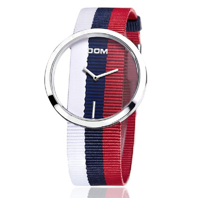 

DOM LP-205L Women Wristwatch 30m Waterproof Hollow Dial Design Leather Strap Strengthened Mineral Mirror Pointer Style Female Watc