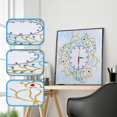 

Gobestart 5D Special Diamond-Shaped Embroidery Wall Clock DIY Painting Diamond Cross Stitc