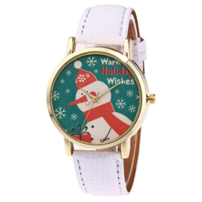 

Christmas night snowman Luxury Brand Ladies Watch Fashion Leather Wrist Quartz Girl Watch for Women Lovers Dress Watches Clock