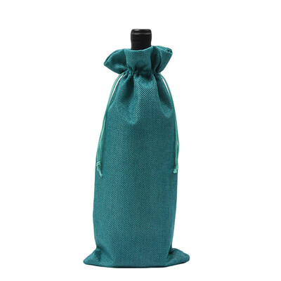

Rustic Linen Drawstring Wine Bottle Cover Packaging Bag Wedding Party Decor