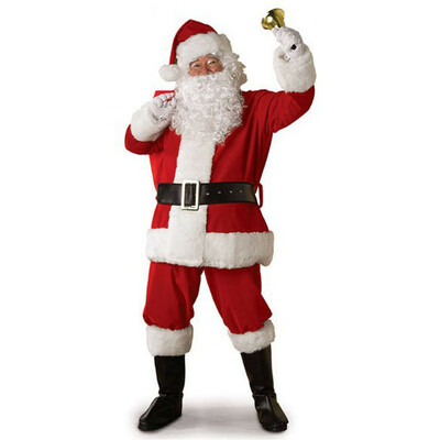 

5PCS Christmas Santa Claus Costume Fancy Dress Adult Men Suits Cosplay Outfits