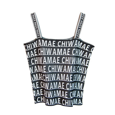 

Women Summer Casual Basic Sexy Letter Print Sling Bottoming Warm Vest Stretch Tank Tops