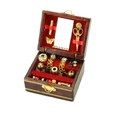 

YIWULA112 Miniature Dollhouse Accessories Mini Filled Wooden Jewelry Box Kids Toy