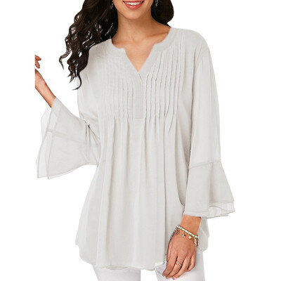 

Nomeni Women Summer Casual Chiffon V Neck Long Sleeve T-Shirt Tank Blouse Tops BKL