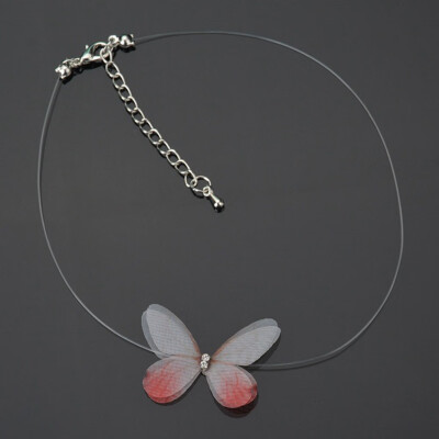 

Silk Crystal Fishline Choker 3D Yarn Butterfly Invisible Women Necklace 1pc