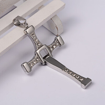 

Cross 304 Stainless Steel Big Pendants with Rhinestone Stainless Steel Color 66x39x4mm Hole 9x5mm
