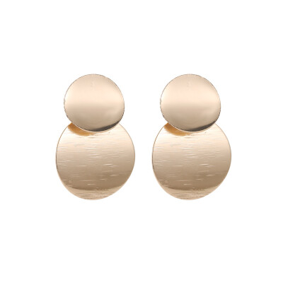 

Hot Women Ethnic Style Retro Round Metal Stereo Mirror Brushed Pattern Not Inlaid Jewelry Drop Earrings