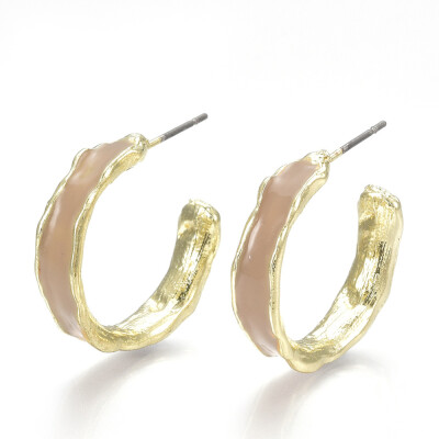 

Alloy Ear Studs with Enamel&Steel Pins Light Gold BurlyWood 215x23x55mm Pin 07mm