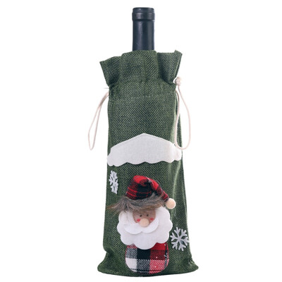 

New Hot Drawstring Decorative Wine Bottle Cover Bags Christmas Holiday Dining Table Home Party Decoration Santa ClausSnowman