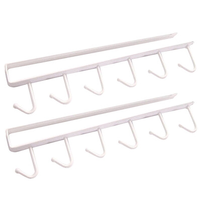 

Toponeto 2PC Kitchen Storage Rack Cupboard 6 Hooks Under-Cabinet Hanger Rack New