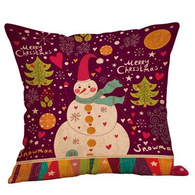 

Tailored Cotton Linen Christmas Snowman Tree Zipper Closure Pillow Case Throw Cushion