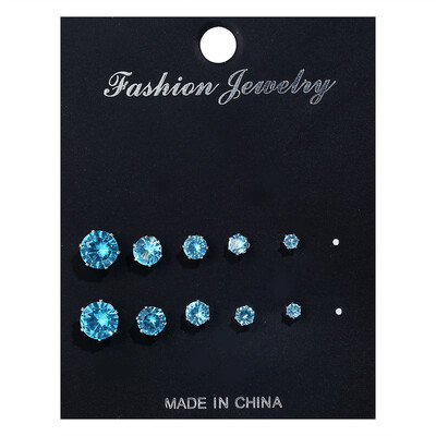 

5 PairsLot Simple Cubic Alloy Earrings Men Women 6 Claws Round Zircon Ear Nail Ladies Fashion Charm Ear Stud Wedding Jewelry