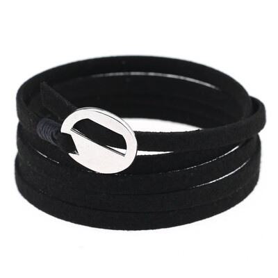 

New Summer Europe And The Fashion Simple Womens Leather Bracelet Multi-layer Winding Bracelet Handmade DIY Punk Bracelet