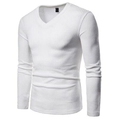 

SUNSIOM Mens V-Neck Sweaters Long Sleeve Solid Color Slim Fit Knited Pullover Winter Undershirt