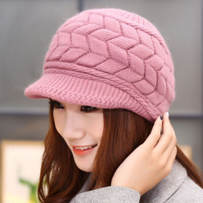 

Women Wool Knit Visor Beanie Hat Fashion Newsboy Cap Baker Boy Hat Visor Beret Warm Lined Winter Hats For Ladies
