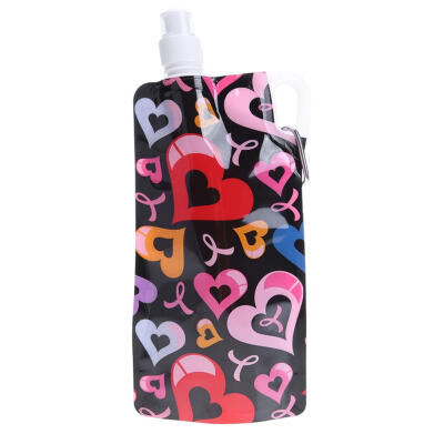 

Portable 800ml Heart Drinking Water Bags Outdoor Sports Water Container