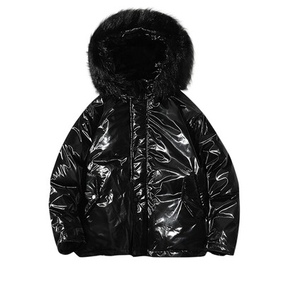 

Gobestart Mens Winter Fashion Pure Color Hoodie Patchwork Thickened Cotton Padded Coat