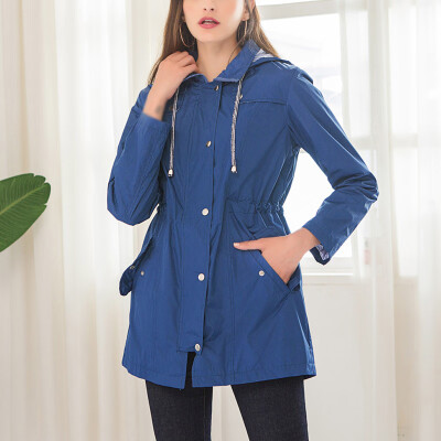 

Womens Long Sleeve Hooded Wind Jacket Ladies Outdoor Waterproof Rain Coat Plus