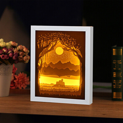 

Gobestart Couple Light Shadow Paper Carved Lights Diy Creative Remote Control Small Night