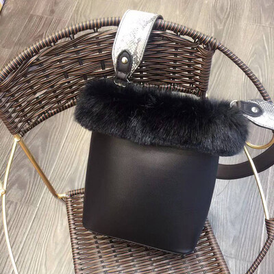

Fur Handbags Winter Top Hand Pu Leather Shoulder Bag High Quality Bolsos Mujer Bucket Bags Cute Japan Small Tota