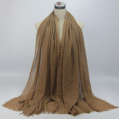 

180x95cm Cotton Linen Crinkle Cloud Hijab Scarf Shawl Soft Islam Muslim