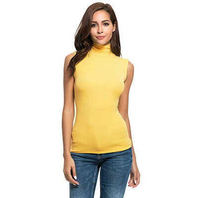 

Starmoon Womens Sleeveless Solid Slim Fit Turtleneck Tee Shirt Top Blouse