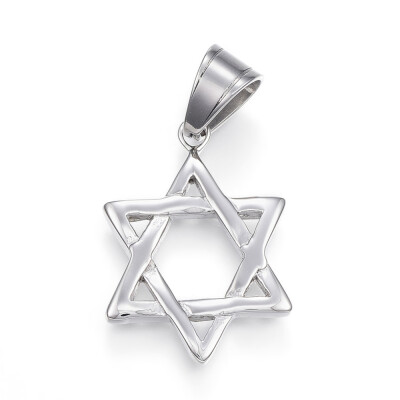 

304 Stainless Steel Pendants Star of David Stainless Steel Color 30x22x3mm Hole 7x9mm