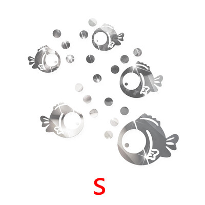 

3D Bubble Fish Mirror Sticker Acrylic Mirrored Decals DIY Bathroom Home Decoration Wallpaper