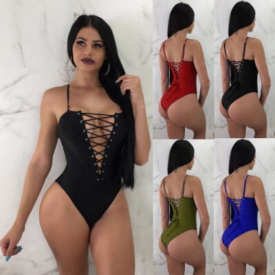 

Womens One-Piece Swimsuit Bandage Bikini Push-up Padded Bra Bathing Swimwear