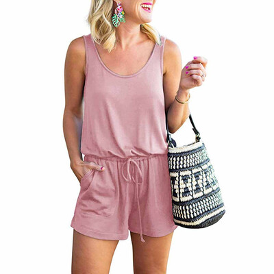 

Starmoon Womens Summer Scoop Neck Sleeveless Tank Top Short Jumpsuit Rompers