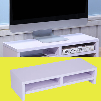 

Desktop Monitor Stand LCD TV Laptop Rack Computer Screen Riser Shelf Platform Office Desk BlackScreen RiserMonitor Riser