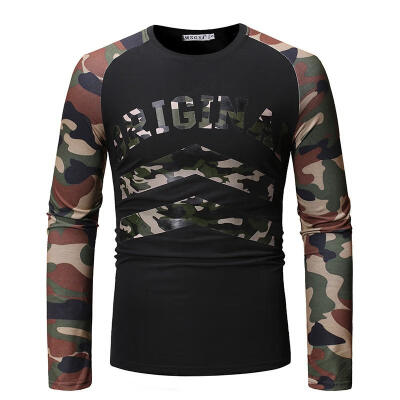 

Creative Men\s Camouflage Patchwork T-shirt Male Hip Hop Tops T-shirt