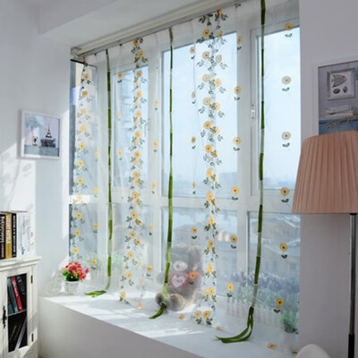

Flower Window Curtain Pattern Sheer Voile Tulle Valances for Diningroom