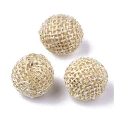 

Handmade Hemp Woven Beads with Wood Inside Round PapayaWhip 1415x1314mm