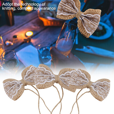 

Greensen 3Pcs Handmade Jute Knitting Bowknot with Lace Burlap Craft Party Decoration 86cm
